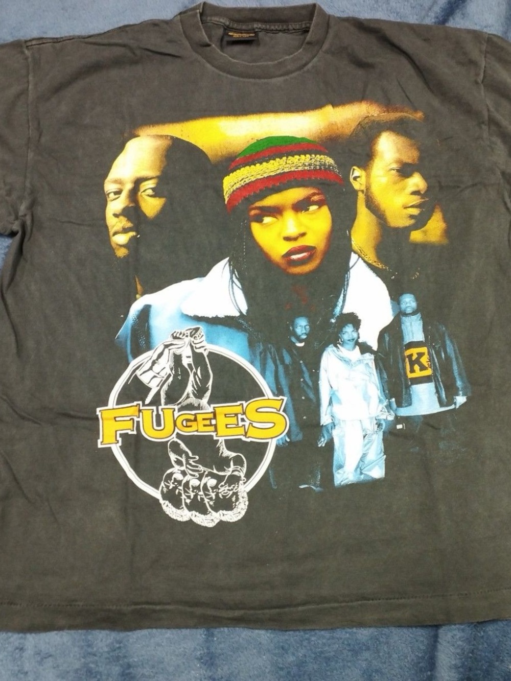 Fugees Graphic Kids T-Shirt in Charcoal with Yellow Logo